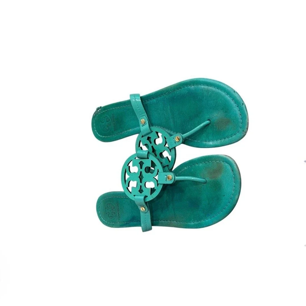 Tory Burch Turquoise Miller Sandals Flats Sz 11